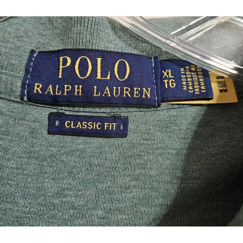 Polo‎ Ralph Lauren Classic Fit Short Sleeve Polo Pony Green Cotton Men's Size XL